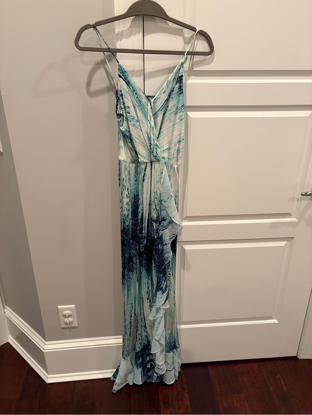 Parker Blue and Teal Watercolor Maxi Dress